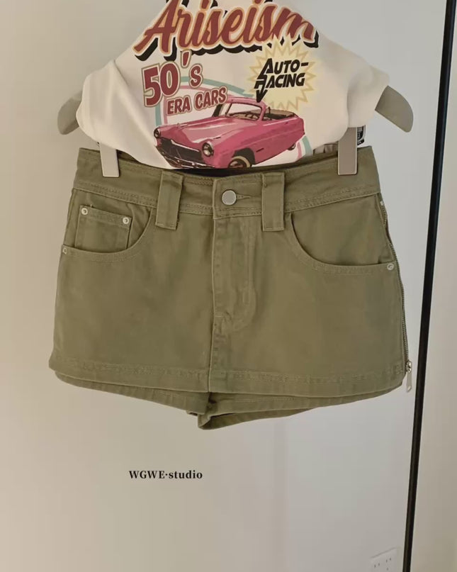WGWE Low-Waist Ruched Mini Skirt