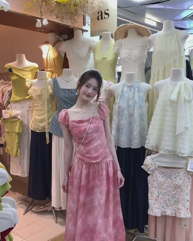 AS OFFICIAL Floral Ruched Puff Sleeve Dress