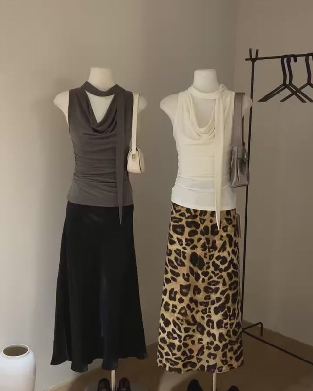 WGWE Draped Cowl Neck Sleeveless Top