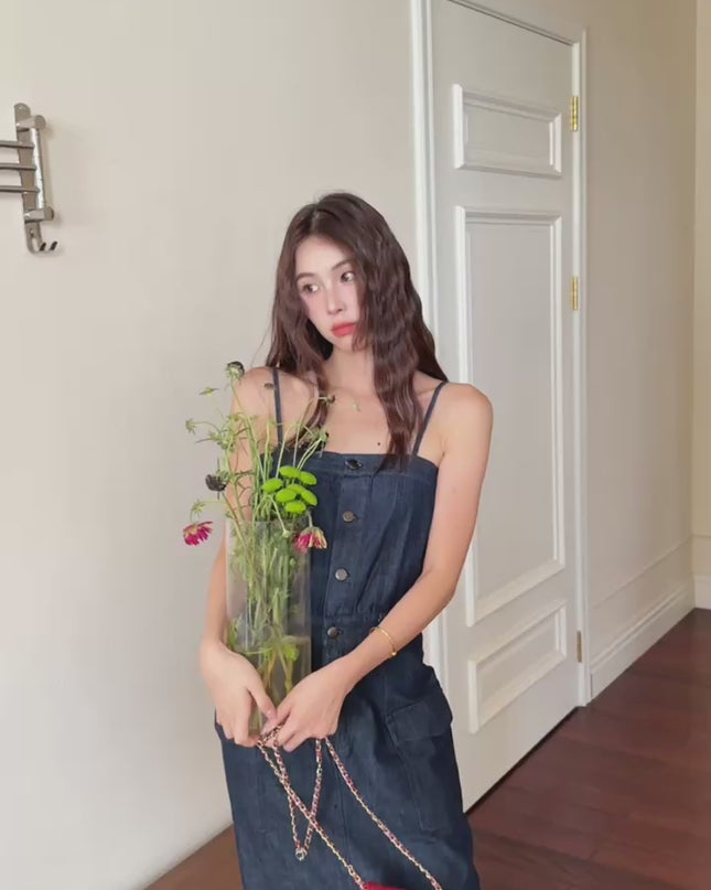 GS.GOOD START Korean Casual Relaxed Denim Cami Dress