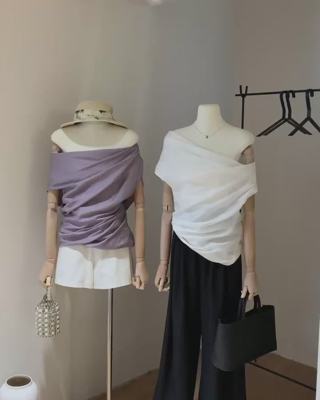 WGWE Off-Shoulder Asymmetric Tank