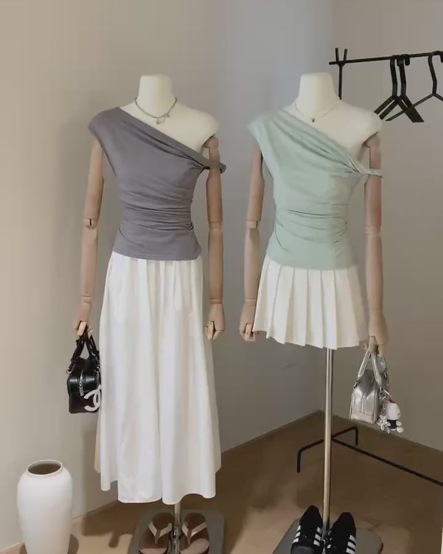 WGWE Soft Girl Asymmetric Twist Top