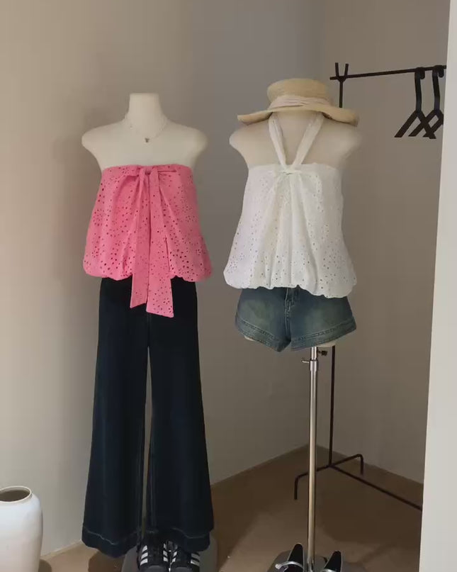 WG.WE Stylish Bow Tie Strapless Top – Summer Cutout 2-Way Tank